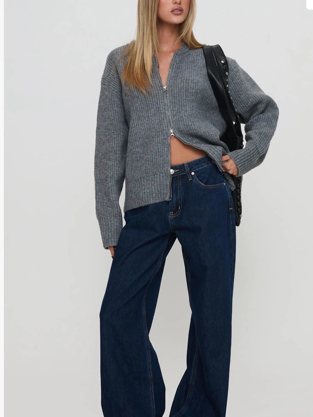 Princess Polly Navy Wide-Leg Jeans